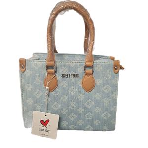 Sweet Years Borsa in Denim con Manici in Pelle Marrone e Logo "Sweet Years" per uno Stile Casual e Elegante